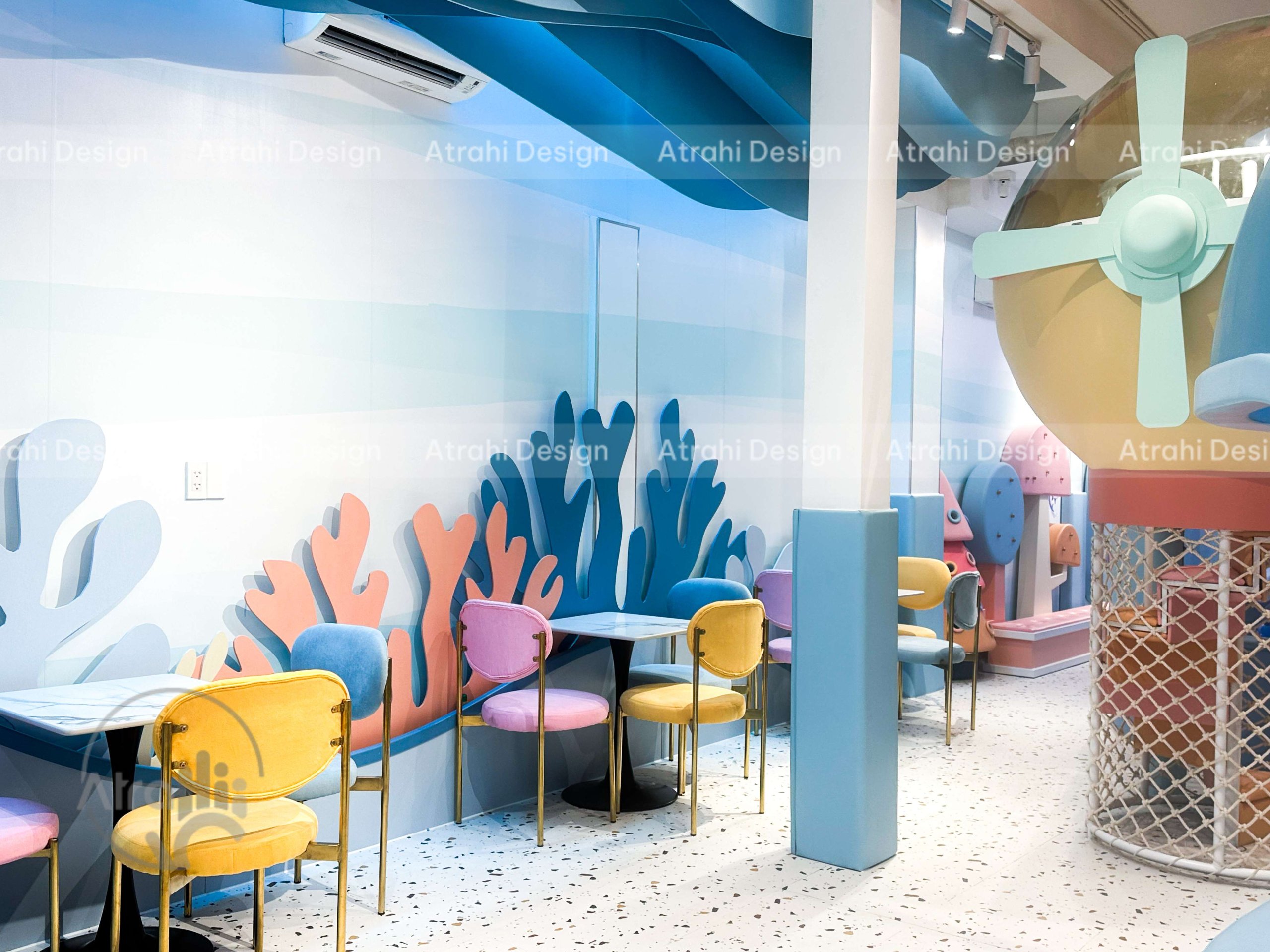 Thiết kế kids cafe trọn gói TiGold Kids Cafe – Không gian đại dương sáng tạo tại Gò Vấp